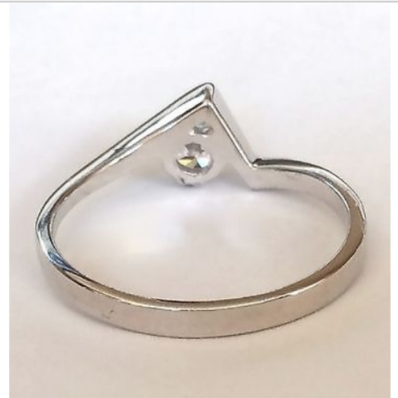 Sterling Silver Engagement Ring Size 9 10 Solitaire Cubic Zirconia Freeform 925 - Picture 7 of 8